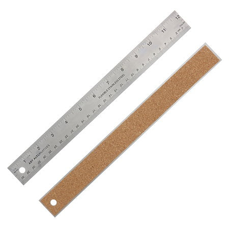 Flexible Stainless Steel Ruler with No Slip Cork Bottom