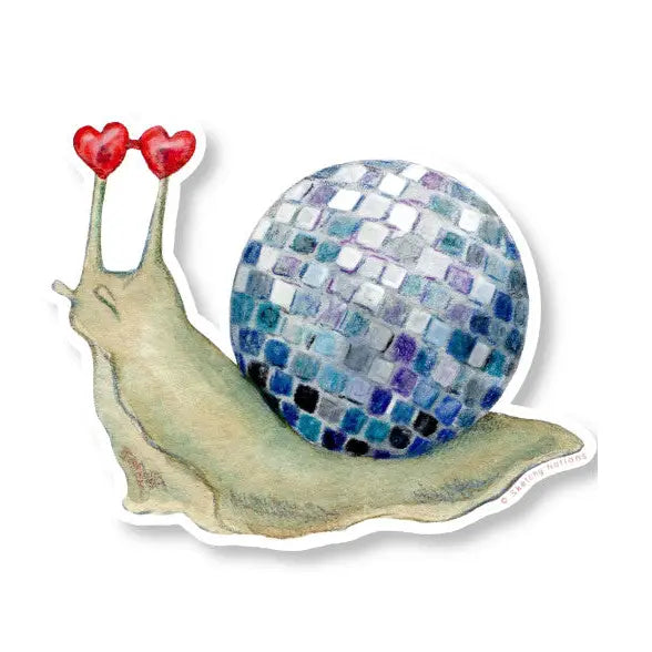 Disco Snail with Heart Sunglasses Sticker