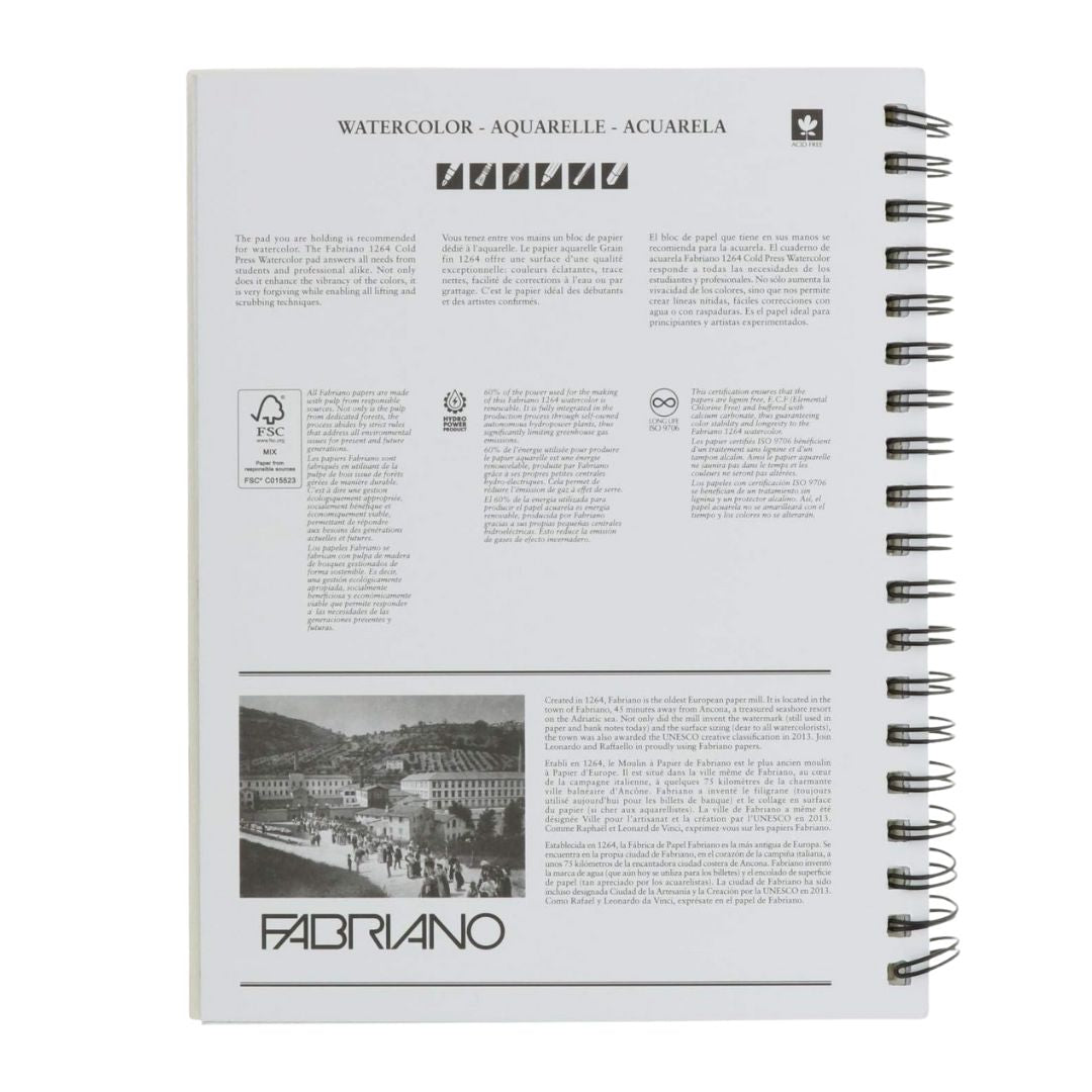 Fabriano 1264 - Watercolor Spiral Bound - Cold Press 140lb
