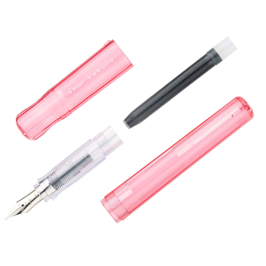 KAKUNO Fountain Pen Medium Nib- Pink Clear