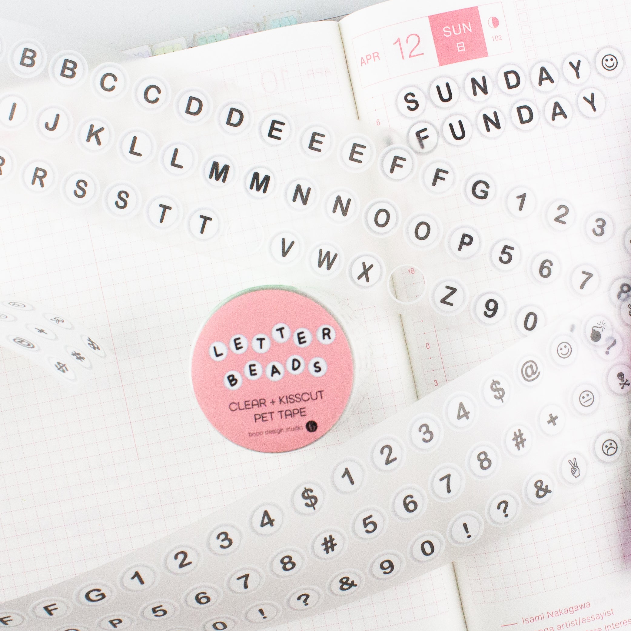 PETテープ×6 Letter Beads PET Tape - 50mm – bobo design studio