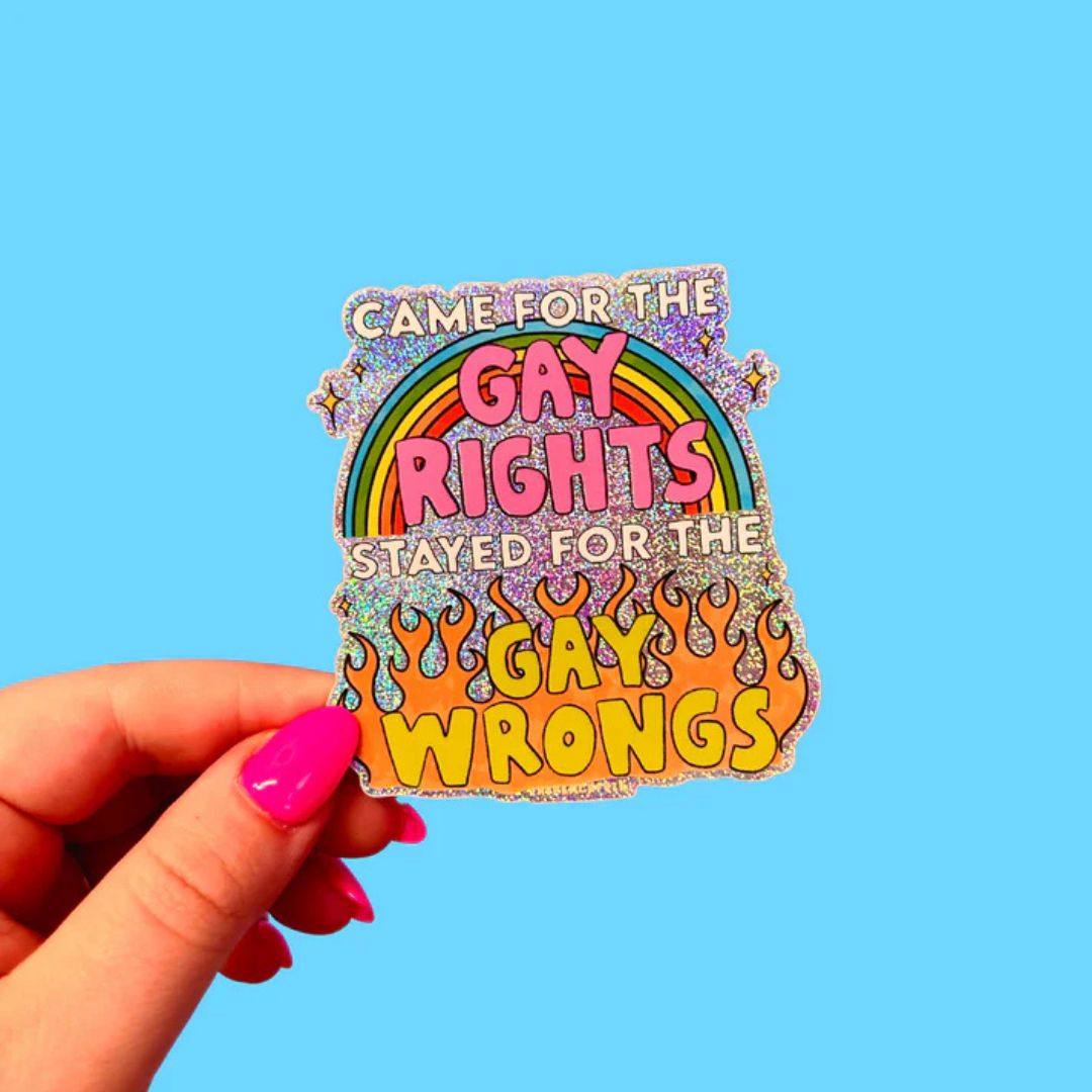 Gay Wrongs Glitter Sticker - The Peach Fuzz