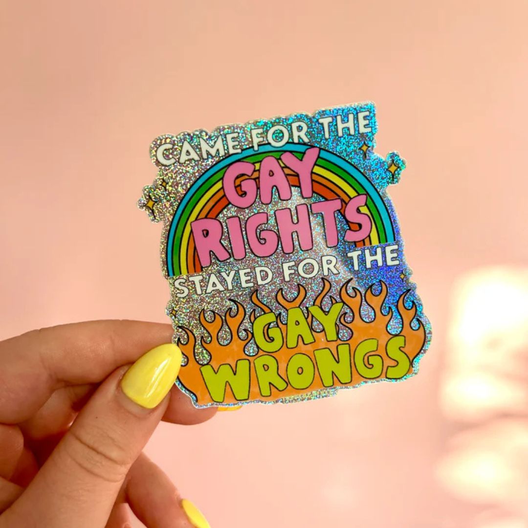 Gay Wrongs Glitter Sticker - The Peach Fuzz