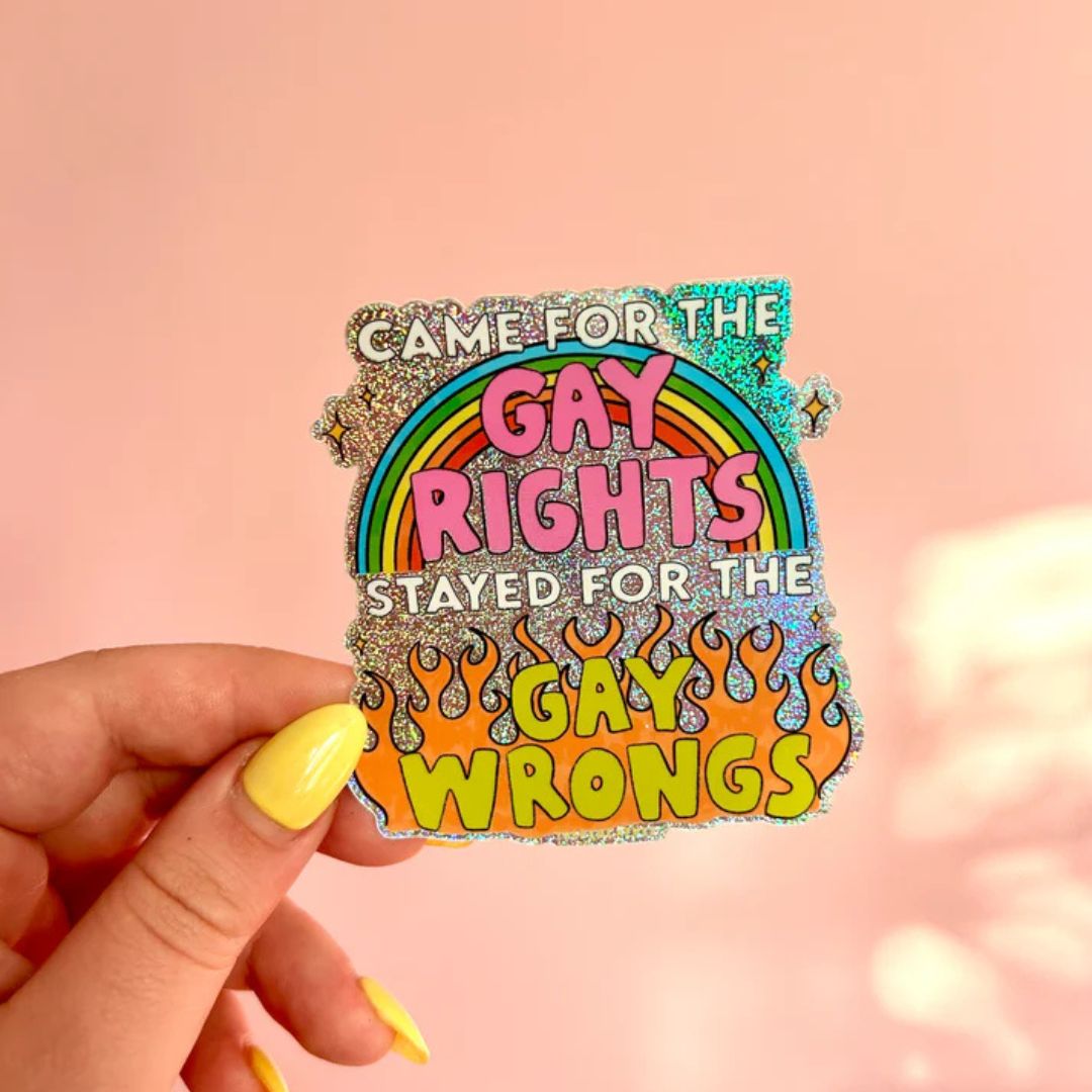 Gay Wrongs Glitter Sticker - The Peach Fuzz