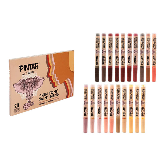 Pintar Skin Tone Color 20 Pack Paint Pens Acrylic Paint Pen Set with Extra Fine 0.7mm Tip