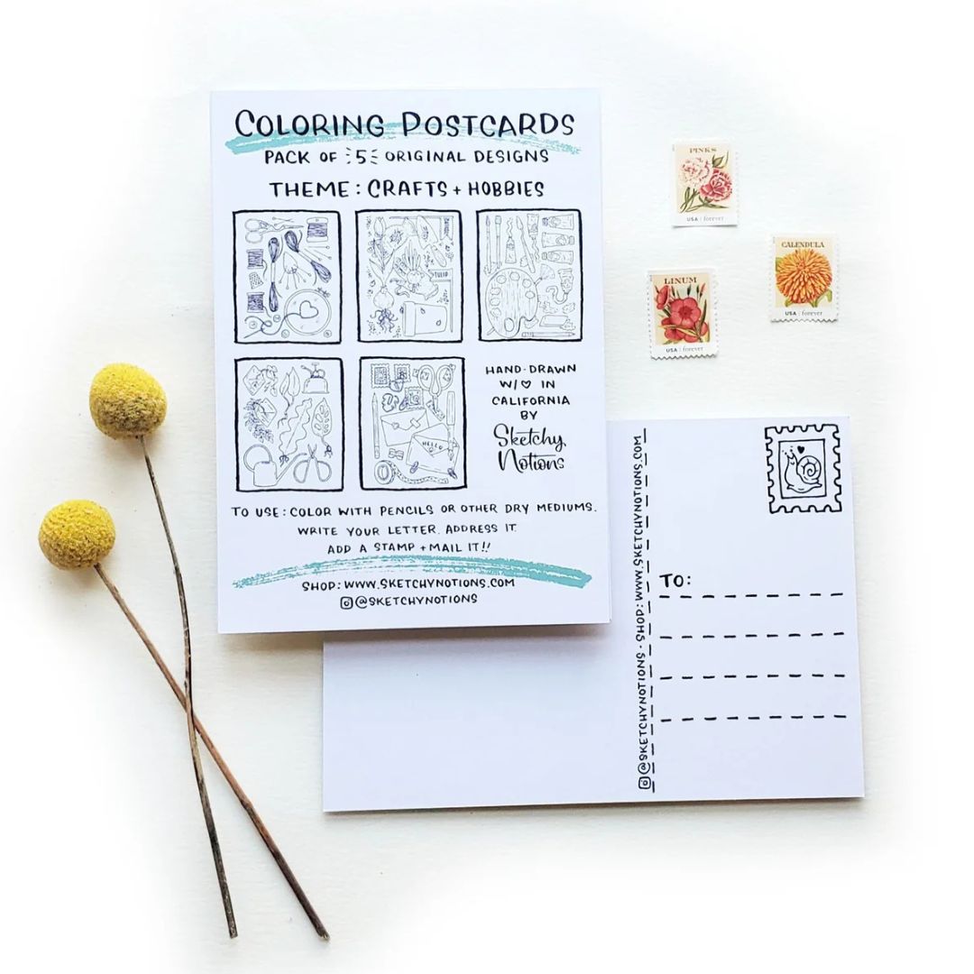 Coloring Postcard Crafts & Hobbies Collection