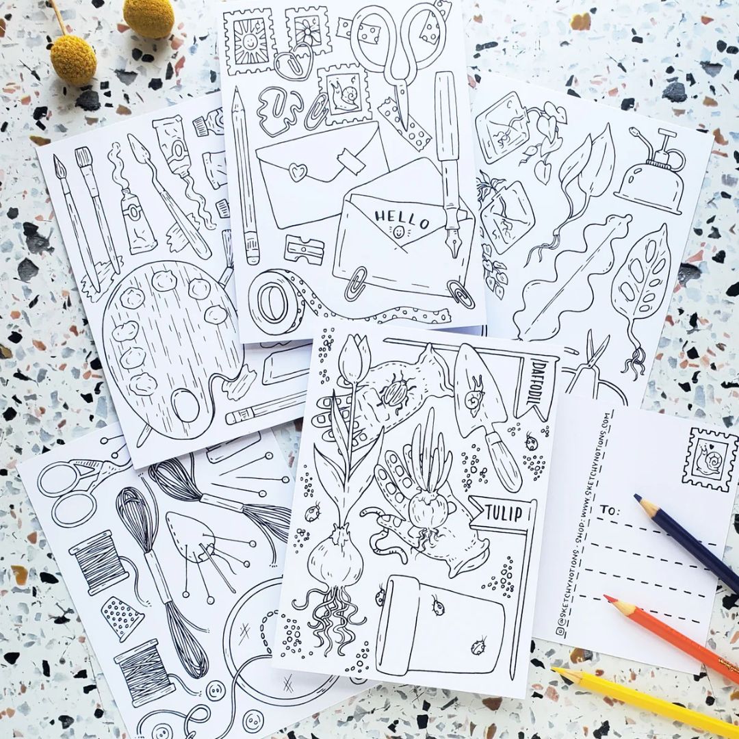 Coloring Postcard Crafts & Hobbies Collection