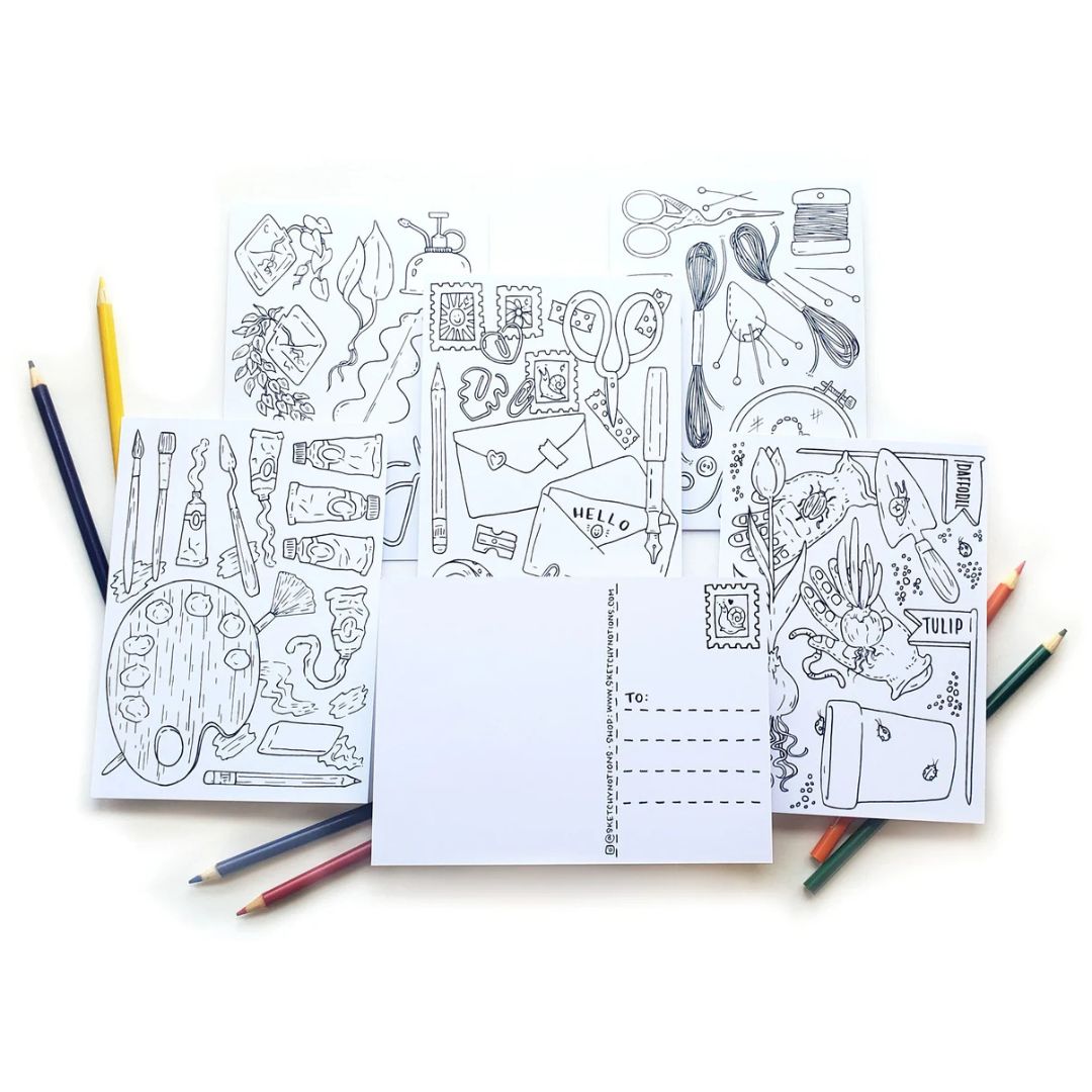 Coloring Postcard Crafts & Hobbies Collection