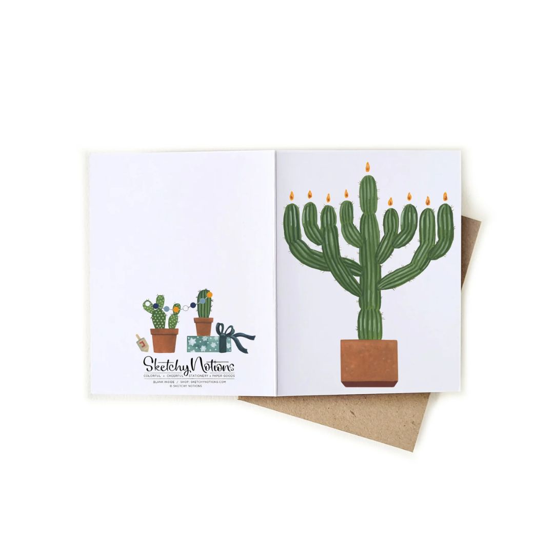 Hanukkah Cactus Menorah - Card - Sketchy Notions