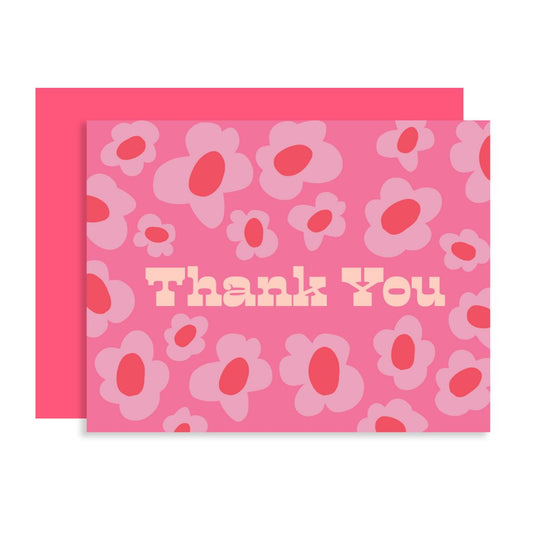 Pink Flowers Thank You - Greeting Card by Coachella Valerie