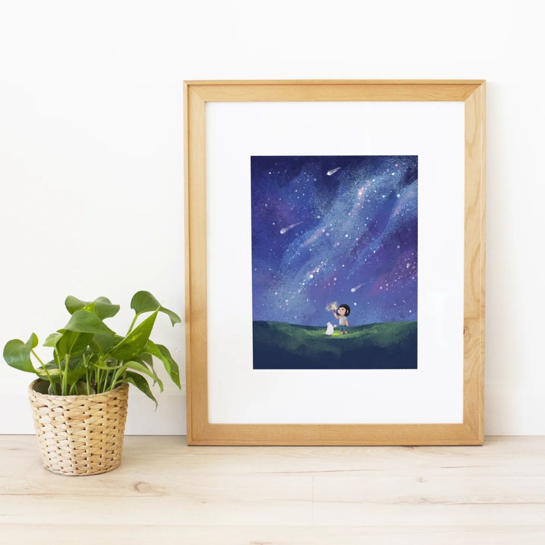 Girl in the Night Sky - Print - 11x14 - The Little Red House