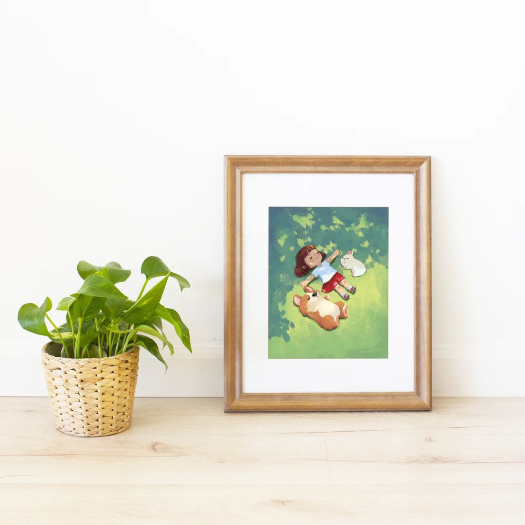 Summertime Arley and Corgi - Print - 8x10 - The Little Red House