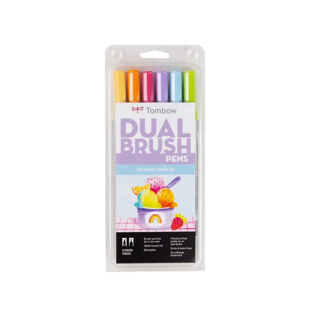 Yay Sorbet 6-Pack Dual Brush Pen