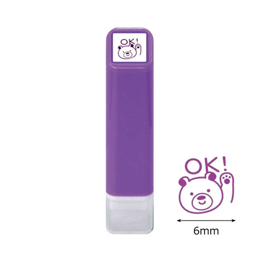 Purple OK Bear Mini Self Inking Stamp