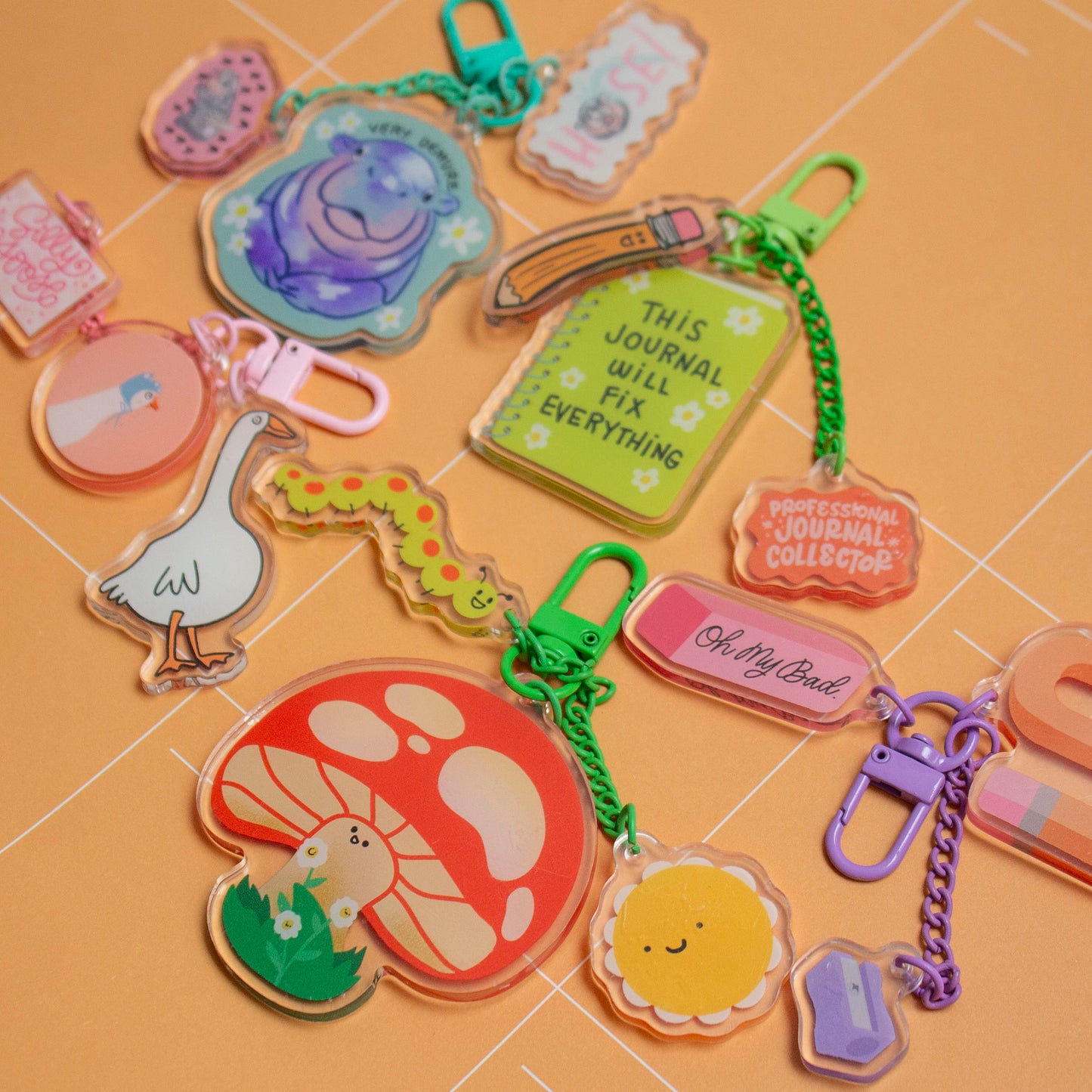 Oops My Bad - Pencil and Eraser Trinket Charm Keychain