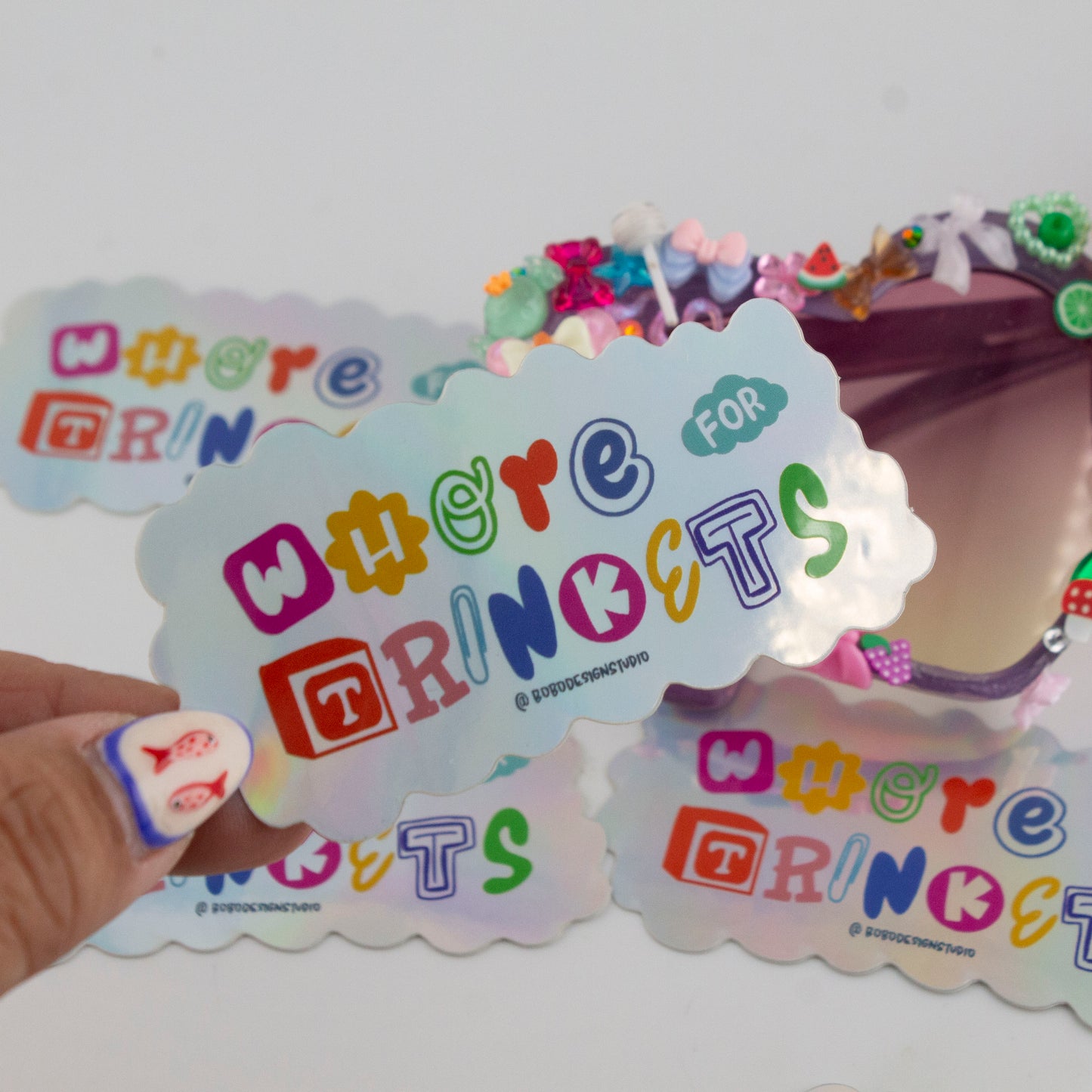 Whore For Trinkets Holographic Vinyl Sticker