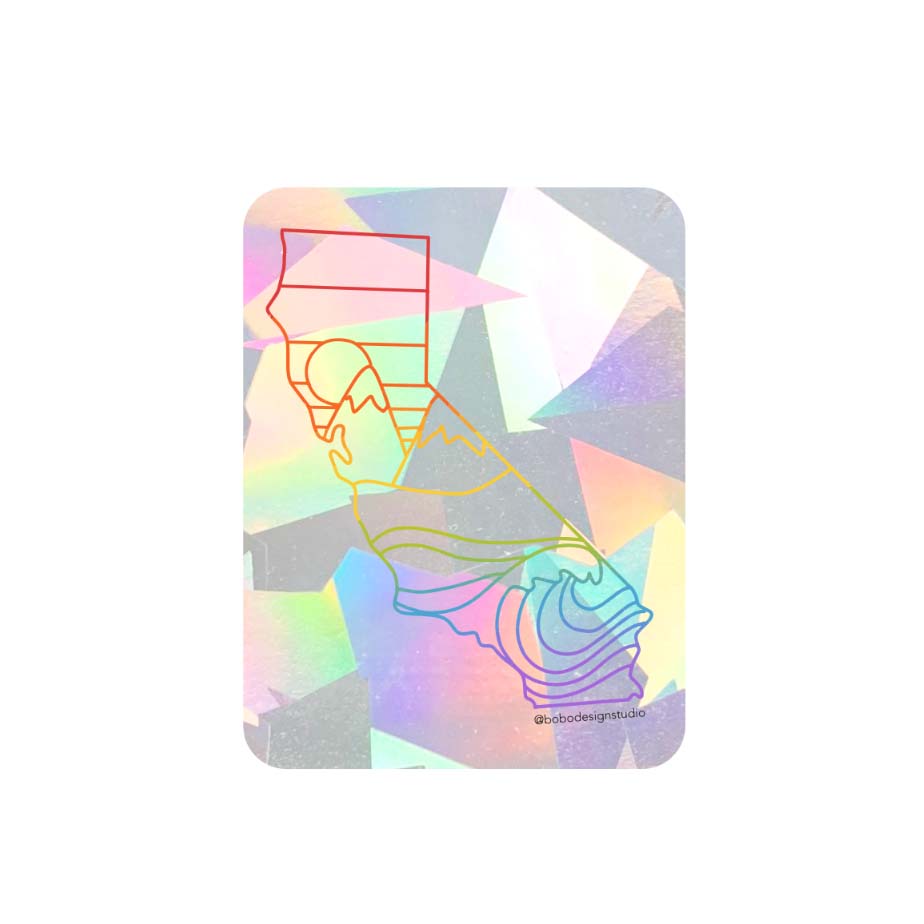 california sun catcher with a rainbow outline of the state of california