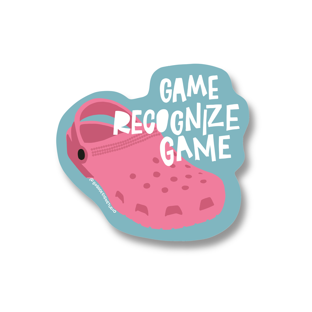 game recognize game sticker with a pink croc