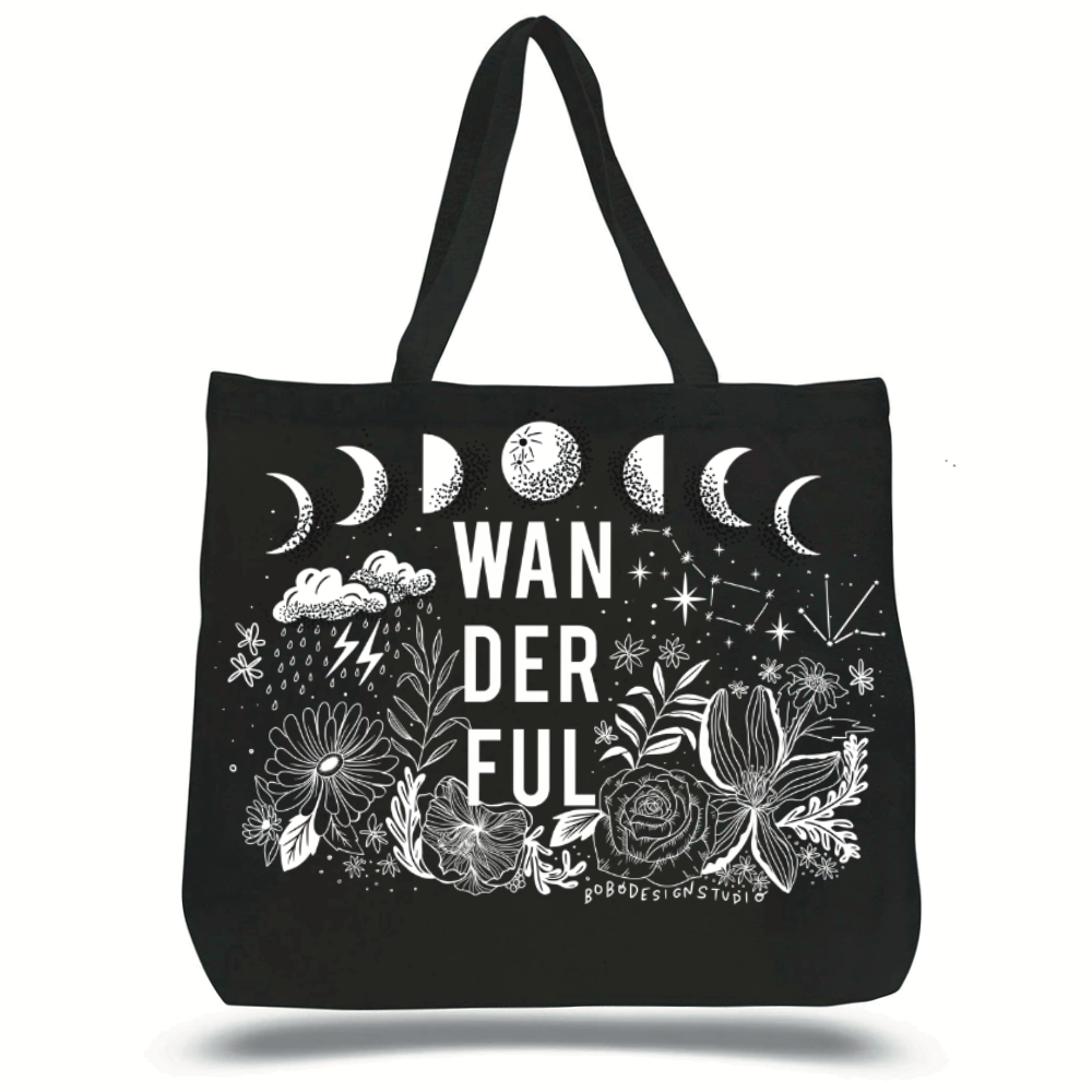 Wanderful Black Canvas Tote Bag