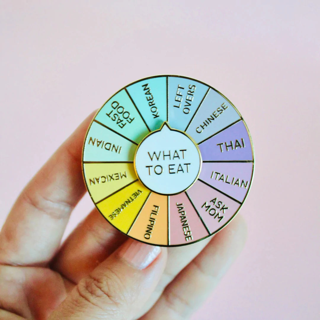 What To Eat - Spinning Enamel Pin - Occasionalish