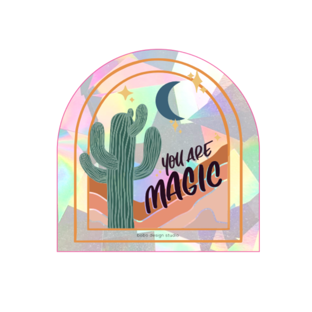 you are magic sun catcher with a cactus and moon on it