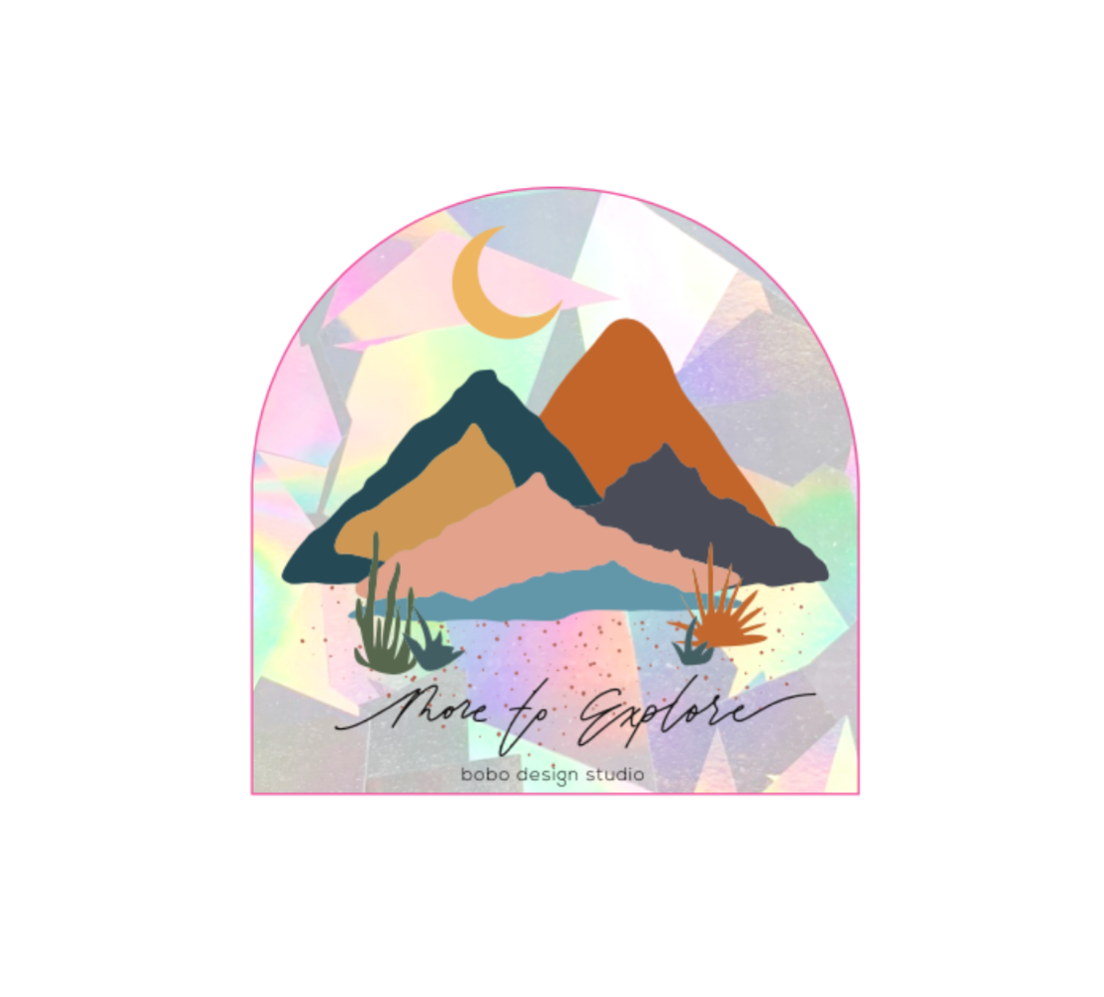 more to explore sun catcher with a mountain and moon decal