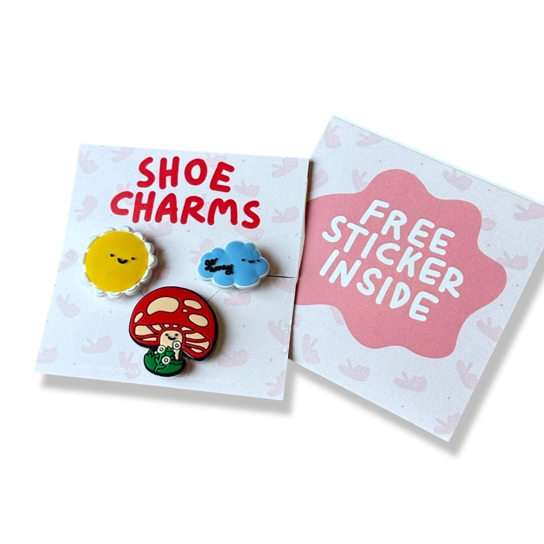 Shoe Charms - Mushroom, Cloud, Sun Flower