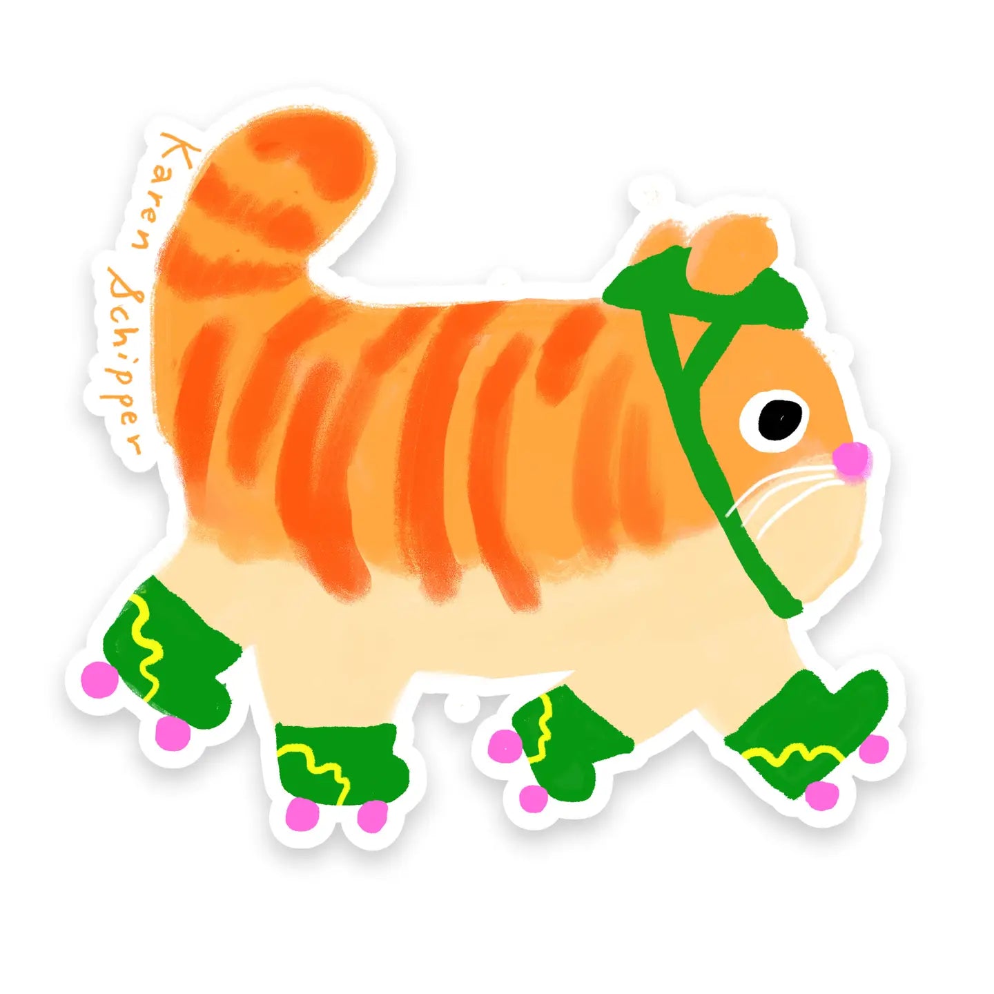 Rollerskate Cat- Sticker - Karen Schipper