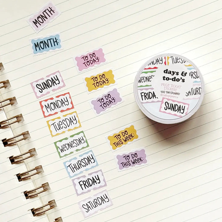 Days & To-Do's Price Ticket Sticker Roll