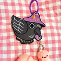 Wizard Crow Embroidered Keychain Bag Charm Trinket Holder