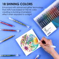 Jumbo Iridescent Glitter Gel Ink Pen of 18 with Coloring Book
