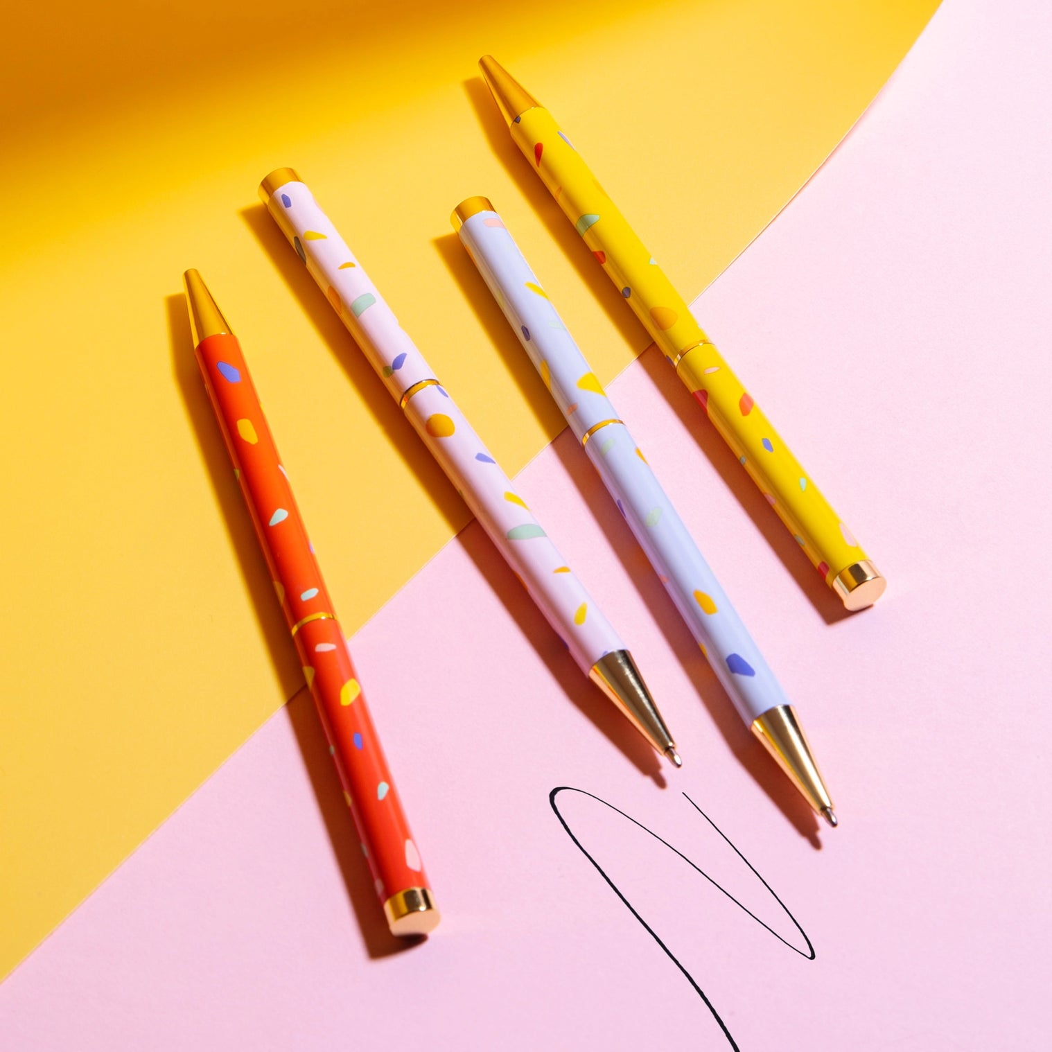 Terrazzo Color Chip Pattern Twist Ballpoint Pen