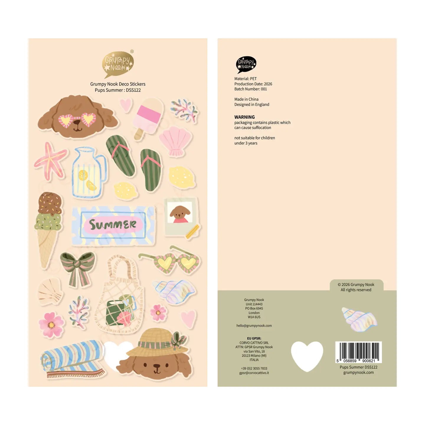 Pups Summer Deco Sticker Sheet