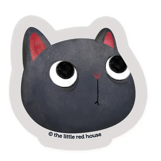 Small Black Cat Face Clear Sticker