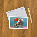 Vintage Kitten in a Lunchbox Postcard