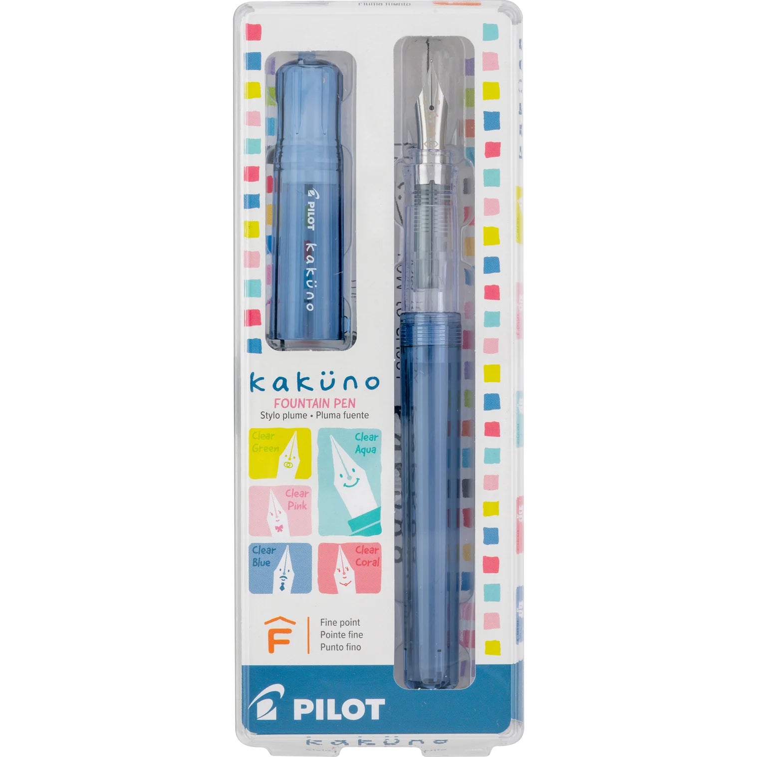 KAKUNO Fountain Pen Fine Nib- Blue Clear