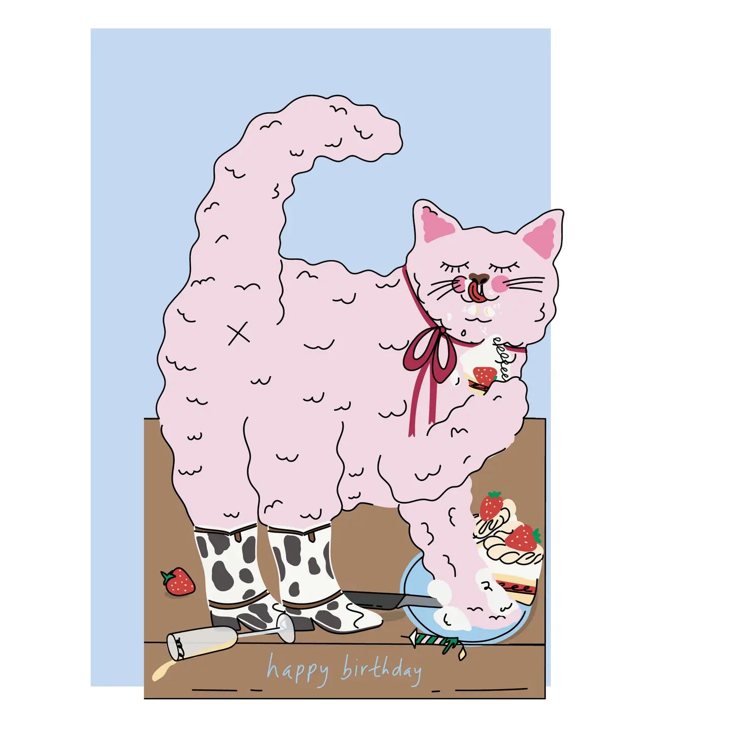 Hey Cat Cake Birthday Card