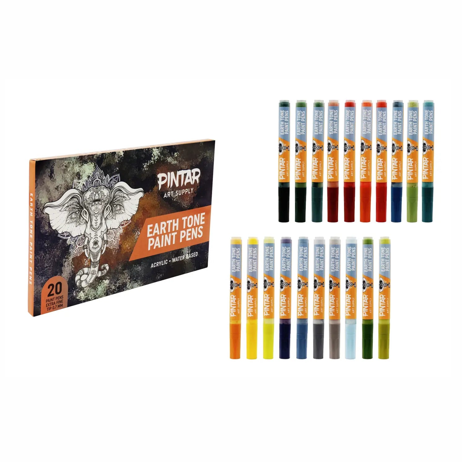 Earth Tone Color 20 Pack Paint Pens Acrylic Paint Pen Set with Extra Fine 0.7mm Tip