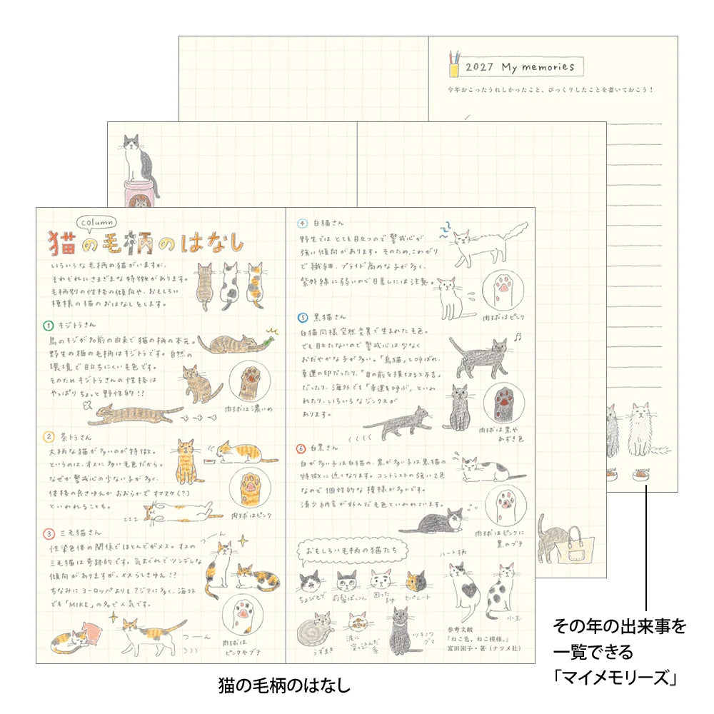 Pocket Diary Slim Cat 2027 - Midori