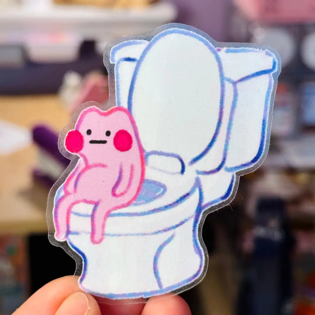 Pinkie On Ze Toilet Vinyl Sticker