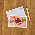 Vintage Office Stamps and Ink Pad Postcard