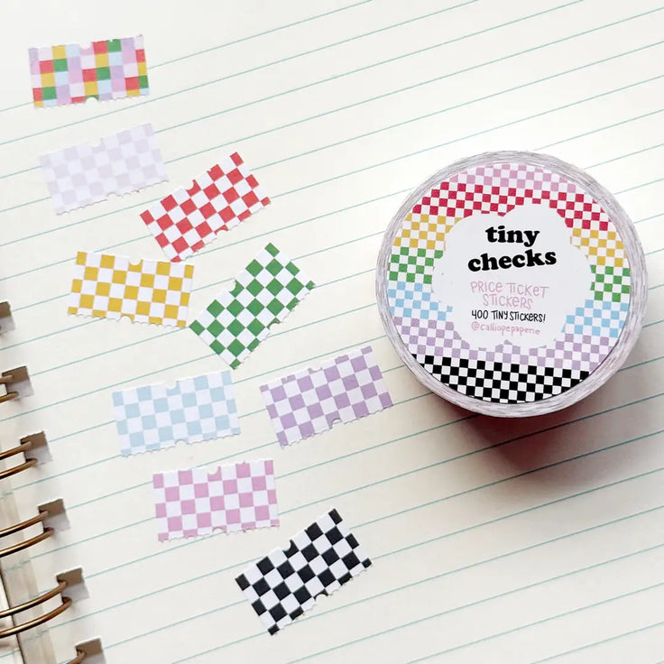 Tiny Checks Price Ticket Sticker Roll