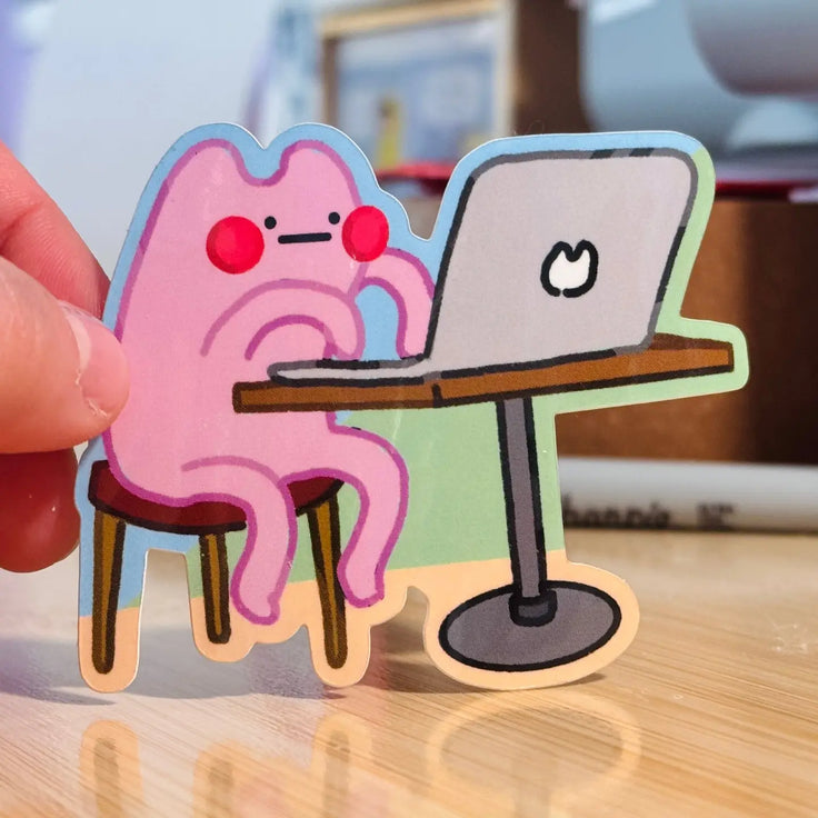 Pinkie Working Really Hard On His Laptop Vinyl Sticker