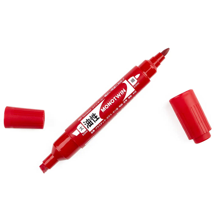 MONO Twin Permanent Marker - Red - Dual Tip Fine & Chisel