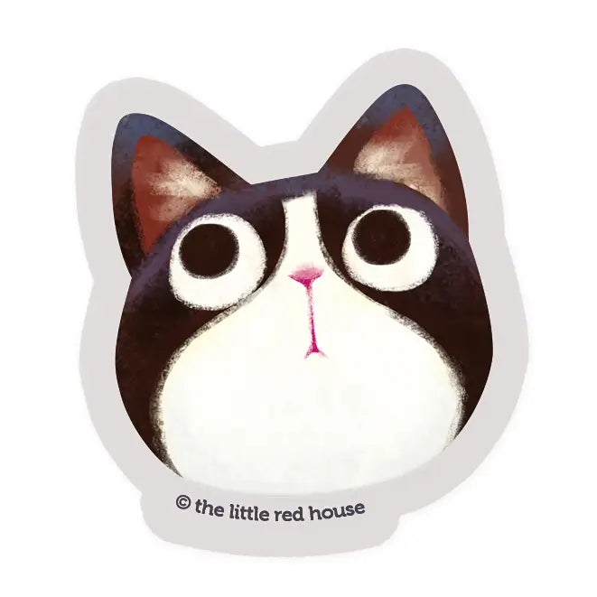 Small Tuxedo Cat Face Clear Sticker