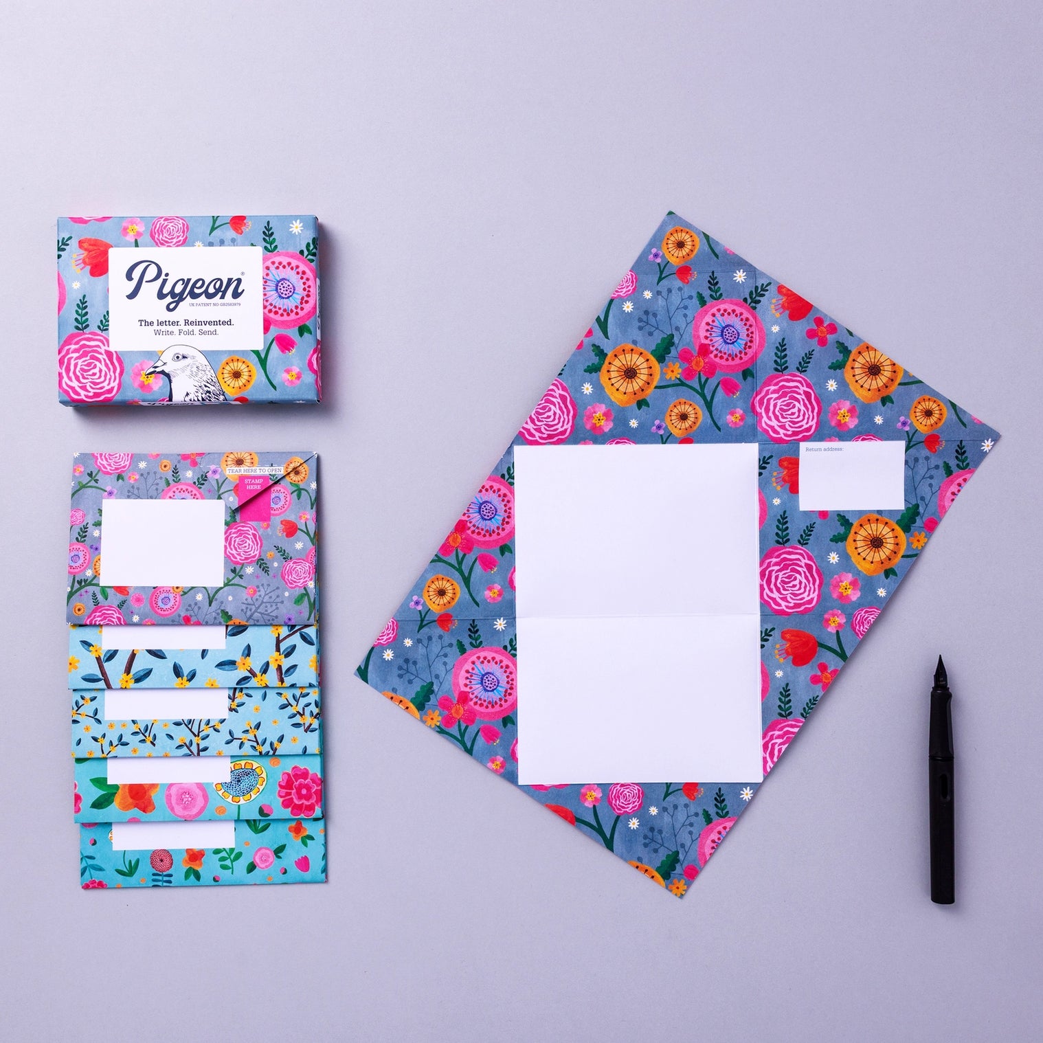 Wildflower Pigeon, Floral Letter Pack - Pack of 6 Letters