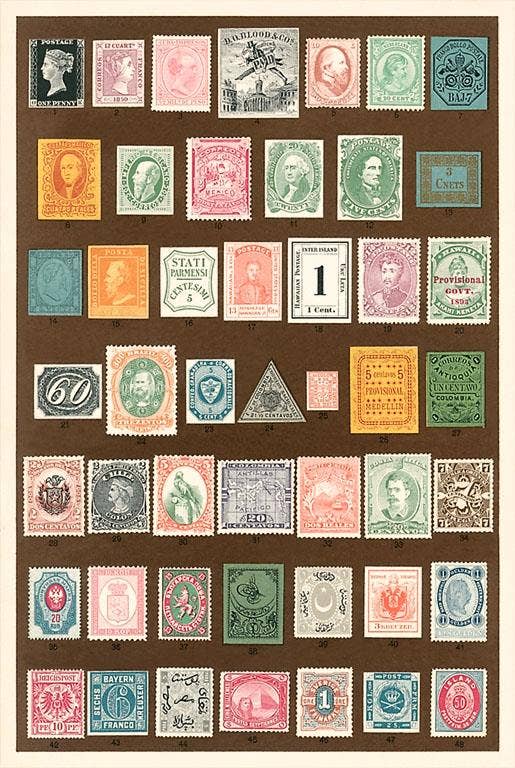 Vintage Stamps of the World Postcard