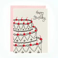 Fancy Birthday Cake with Cherries- Greeting Card