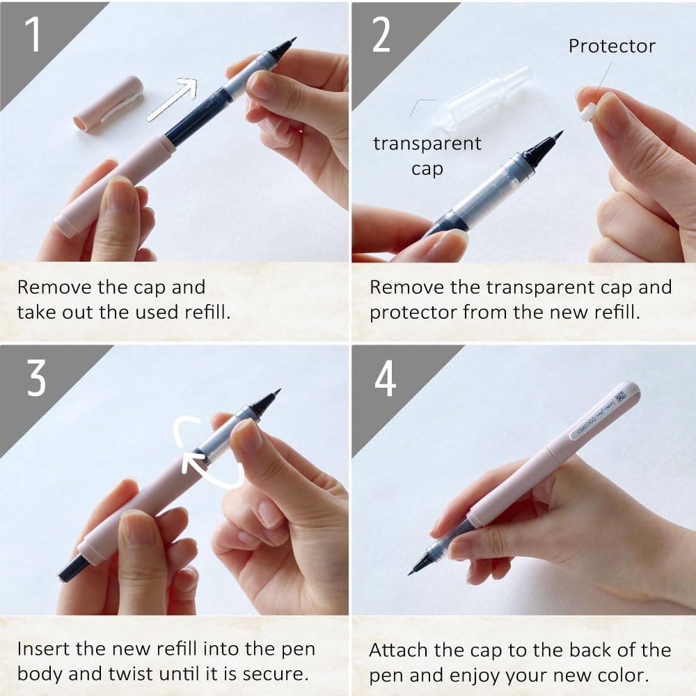 Zig Cocoiro - Potter's Pink - Lettering Pen Body and Black Ink Refill