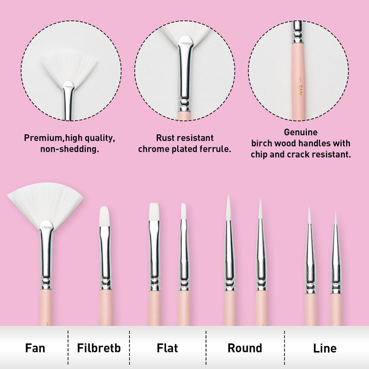 Himi Paint Brush Set - 8 pc for Acrylic of Gouache